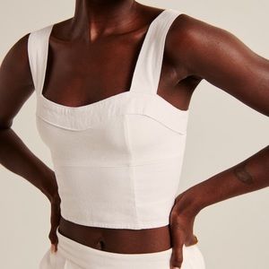 Abercrombie and Fitch white crop linen-blend corset top small